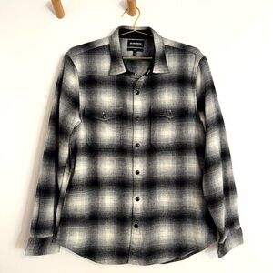 Bonobos Checkered Plaid Flannel Button Down Wool Blend Overshirt Men’s XL Slim